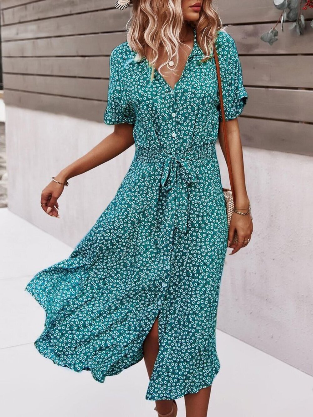 Cadet Blue Casual Women's Floral Ditsy Maxi Dress